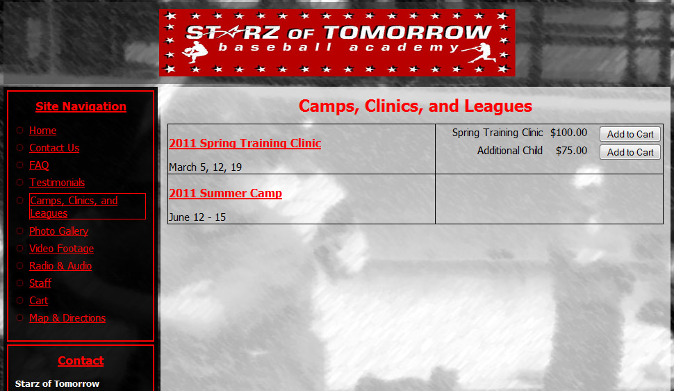 Starz of Tomorrow Baseball Camp